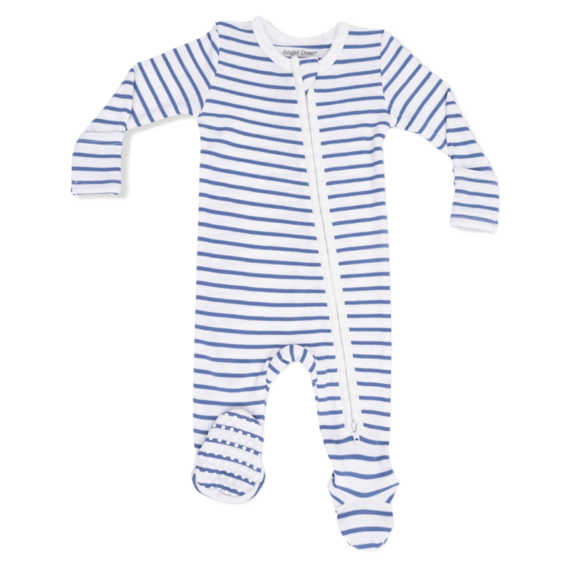 Angel Dear Angel Dear Zipper Footie - Navy Stripe