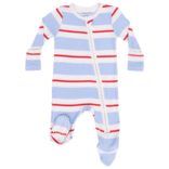 Angel Dear Angel Dear Zipper Footie - Preppy Rugby