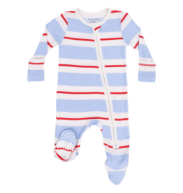 Angel Dear Angel Dear Zipper Footie - Preppy Rugby