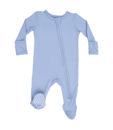 Angel Dear Angel Dear Zipper Footie - Solid Blue Fog