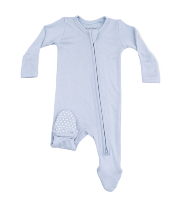 Angel Dear Angel Dear Zipper Footie - Solid Niagara Mist Rib