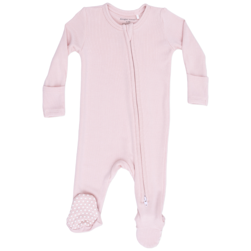 Angel Dear Angel Dear Zipper Footie - Solid Veiled Pink