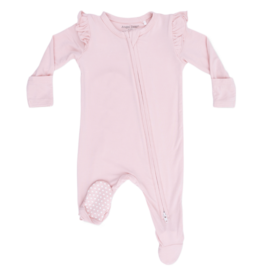 Angel Dear Angel Dear Ruffle Zipper Footie - Solid Lotus