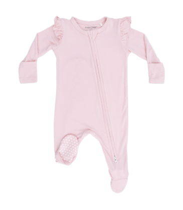 Angel Dear Angel Dear Ruffle Zipper Footie - Solid Lotus