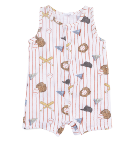 Angel Dear Angel Dear Shortie Romper - Vintage Baseball Stripe