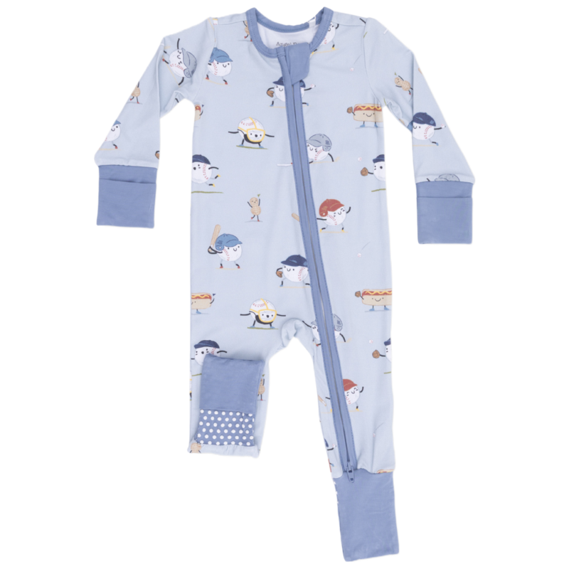 Angel Dear Angel Dear Zipper Romper - Baseballs Playing Baseball