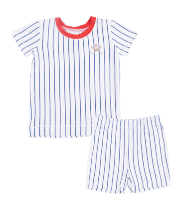Angel Dear Angel Dear Loungewear Short Set - Baseball Stripe