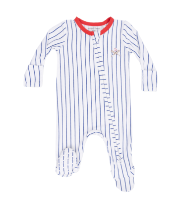Angel Dear Angel Dear Zipper Footie - Baseball Stripe