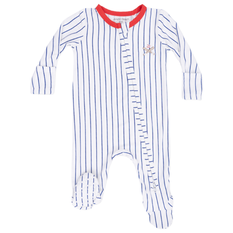 Angel Dear Angel Dear Zipper Footie - Baseball Stripe