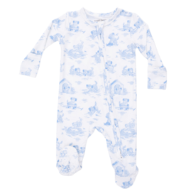 Angel Dear Angel Dear Zipper Footie - Puppy Toile Blue