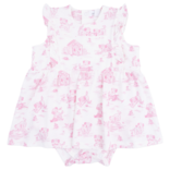 Angel Dear Angel Dear Ruffle Bodysuit Dress - Puppy Toile Pink