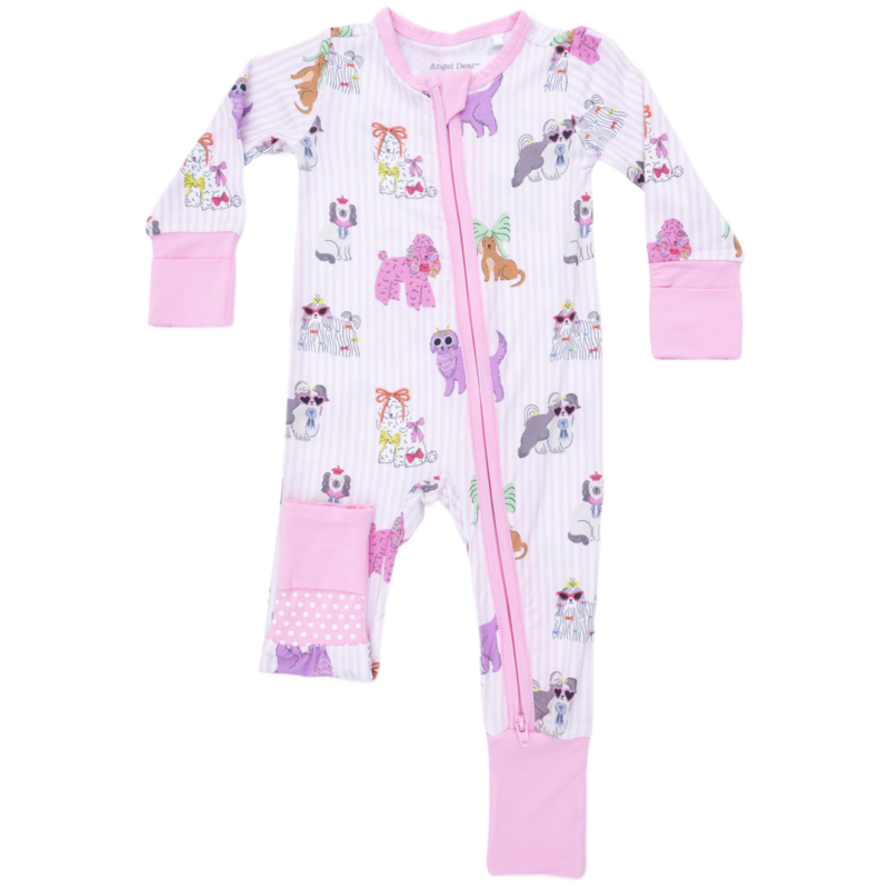 Angel Dear Angel Dear Zipper Romper - Fancy Dogs