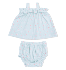 Angel Dear Angel Dear Bow Top & Ruffle Bloomer - Tiny Cherry Stripe