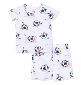 Angel Dear Angel Dear Loungewear Short Set - Soccer Balls Playing Soccer Pink