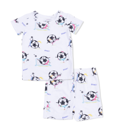 Angel Dear Angel Dear Loungewear Short Set - Soccer Balls Playing Soccer Pink