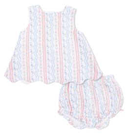 Angel Dear Angel Dear Scallop Back Top & Bloomer - Tulip Stripe