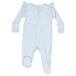 Angel Dear Angel Dear Ruffle Zipper Footie - Tiny Cherry Stripe