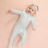 Angel Dear Angel Dear Ruffle Zipper Footie - Tiny Cherry Stripe