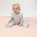 Angel Dear Angel Dear Ruffle Zipper Footie - Tiny Cherry Stripe