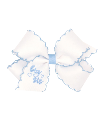 Wee Ones Wee Ones King White w/ Millennium Blue Moonstitch Big Sis Bow
