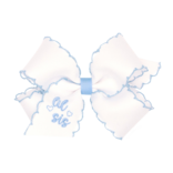 Wee Ones Wee Ones Medium White w/ Millennium Blue Moonstitch Lil Sis Bow