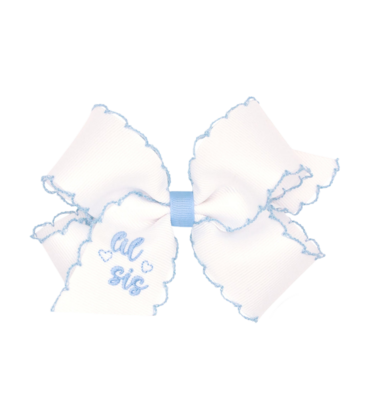 Wee Ones Wee Ones Medium White w/ Millennium Blue Moonstitch Lil Sis Bow
