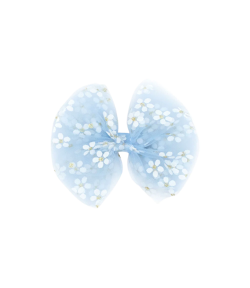 Wee Ones Wee Ones Medium Blue Flower Tulle Bow