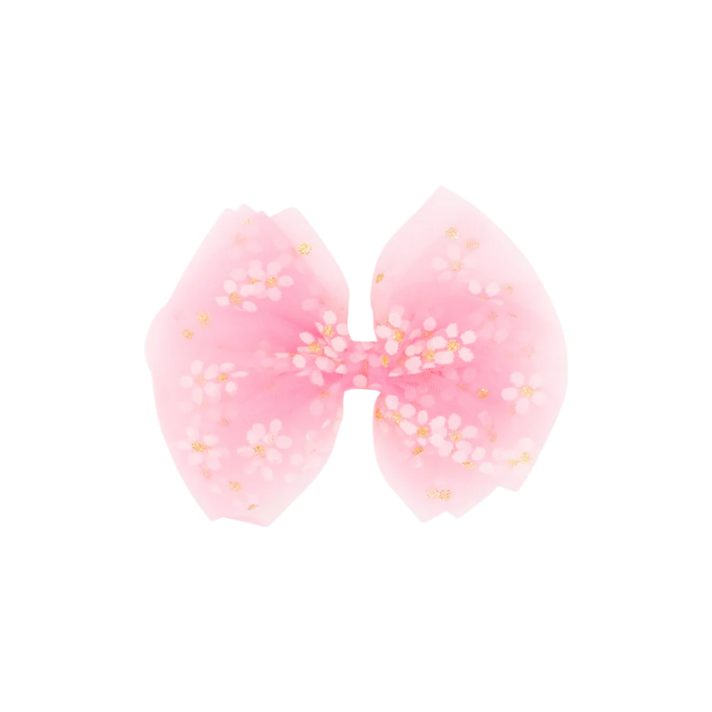 Wee Ones Wee Ones Medium Hot Pink Flower Tulle Bow