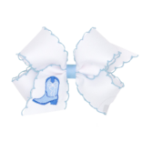 Wee Ones Wee Ones Medium Blue Boots Emb Moonstitch Bow