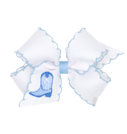 Wee Ones Wee Ones Medium Blue Boots Emb Moonstitch Bow