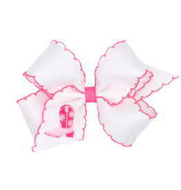 Wee Ones Wee Ones Medium Hot Pink Boots Emb Moonstitch Bow