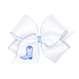 Wee Ones Wee Ones King Blue Boots Emb Moonstitch Bow