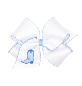 Wee Ones Wee Ones King Blue Boots Emb Moonstitch Bow