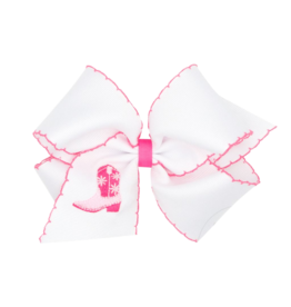 Wee Ones Wee Ones King Hot Pink Boots Emb Moonstitch Bow