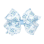 Wee Ones Wee Ones Medium Millennium Blue Flower Print Moonstitch Bow
