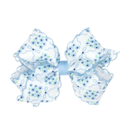 Wee Ones Wee Ones Medium Millennium Blue Flower Print Moonstitch Bow
