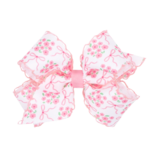 Wee Ones Wee Ones Medium Pink Flower Print Moonstitch Bow
