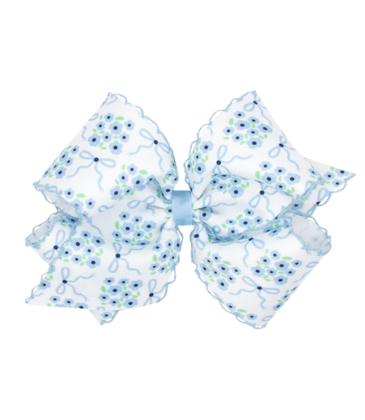 Wee Ones Wee Ones King Millennium Blue Flower Print Moonstitch Bow
