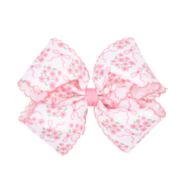 Wee Ones Wee Ones King Pink Flower Print Moonstitch Bow