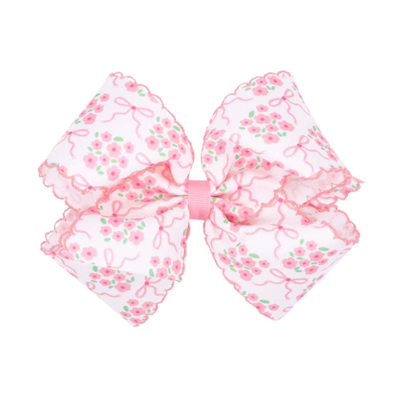 Wee Ones Wee Ones King Pink Flower Print Moonstitch Bow