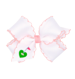 Wee Ones Wee Ones Medium Golf Green Emb Moonstich Bow