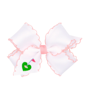 Wee Ones Wee Ones Medium Golf Green Emb Moonstich Bow