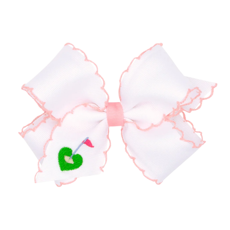 Wee Ones Wee Ones Medium Golf Green Emb Moonstich Bow