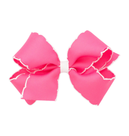 Wee Ones Wee Ones Medium Hot Pink w/ White Moonstitch Bow