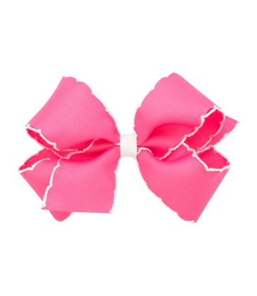 Wee Ones Wee Ones Medium Hot Pink w/ White Moonstitch Bow