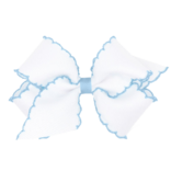 Wee Ones Wee Ones Medium White w/ Millennium Blue Moonstitch Bow