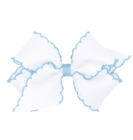 Wee Ones Wee Ones Medium White w/ Millennium Blue Moonstitch Bow