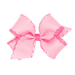 Wee Ones Wee Ones Medium Pearl w/ Hot Pink Moonstitch Bow