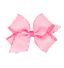 Wee Ones Wee Ones Medium Pearl w/ Hot Pink Moonstitch Bow