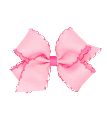 Wee Ones Wee Ones Medium Pearl w/ Hot Pink Moonstitch Bow